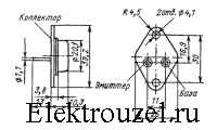 Чертёж транзистора КТ827А, КТ827Б, КТ827В, 2Т827А, 2Т827Б, 2Т827В